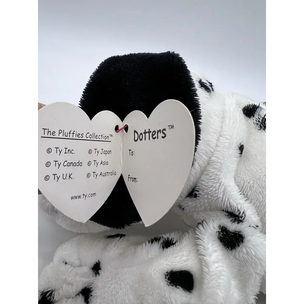 Ty Pluffies Dotters White Dalmation Dog Plush 10